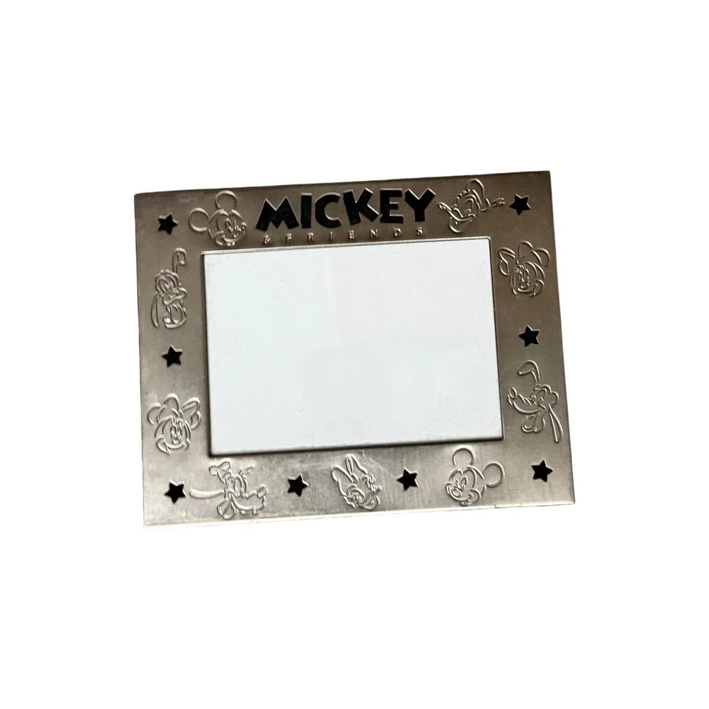 Disney Mickey and Friends Silver Metal Picture Frame Mickey Minnie Goofy Pluto